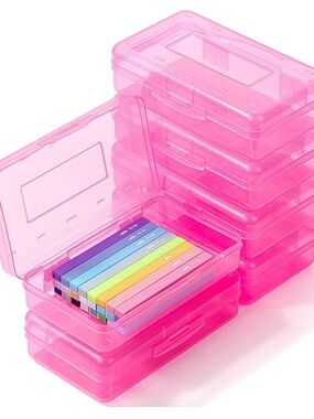 Pink Plastic Storage organizational boxes - Set of 6 Stackable Boxes